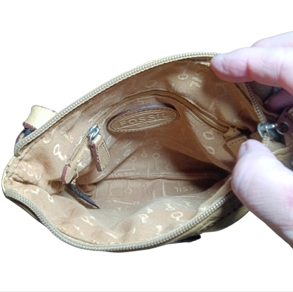 Fossil Tan And Multicolor Patchwork Crossbody Bag… - image 3